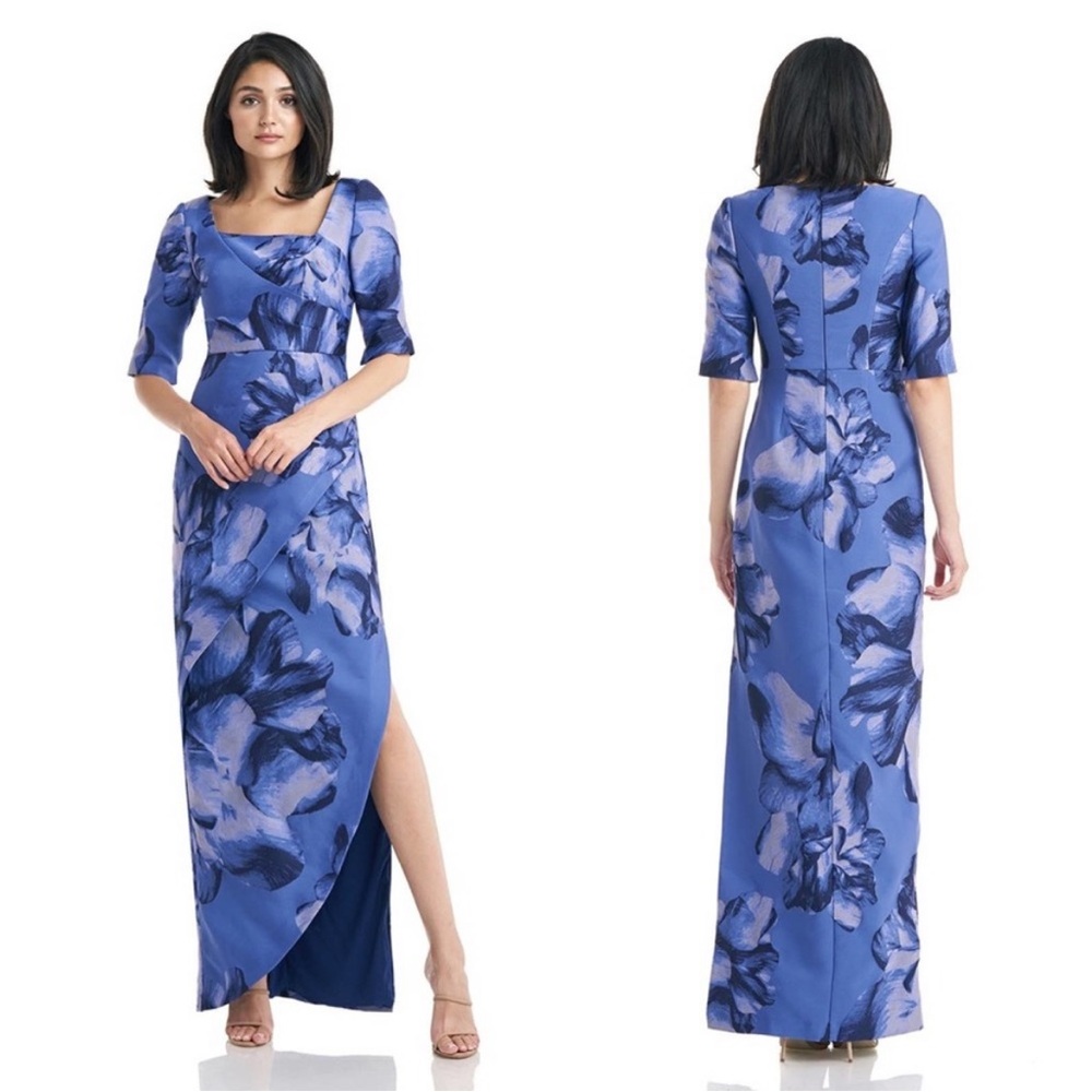 Kay Unger Octavia Pleated Column Gown Dress 4